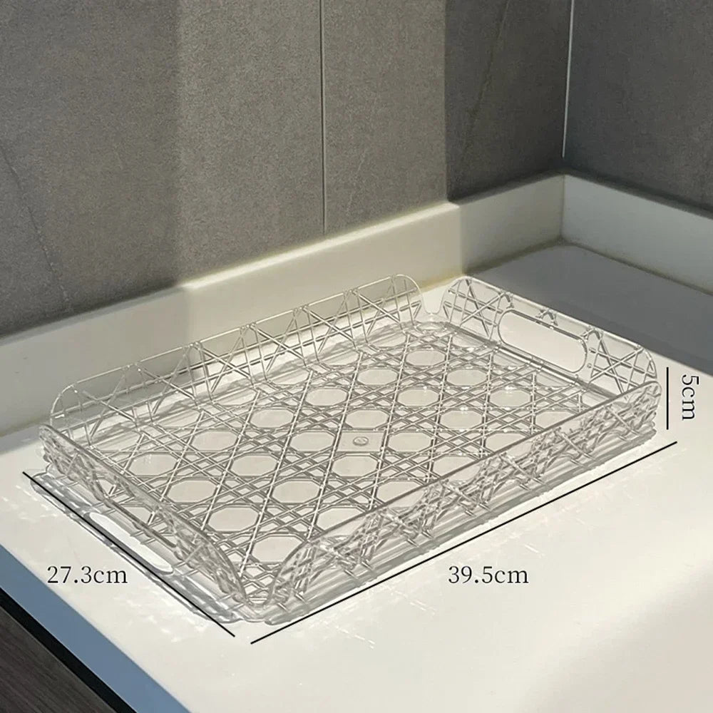 Transparent Decorative Tray for Coffee Tables and Counters