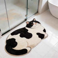 Chubby Cat-Shaped Quick-Dry Bath Mat with Non-Slip Rubber Back for Bathroom & Entryway