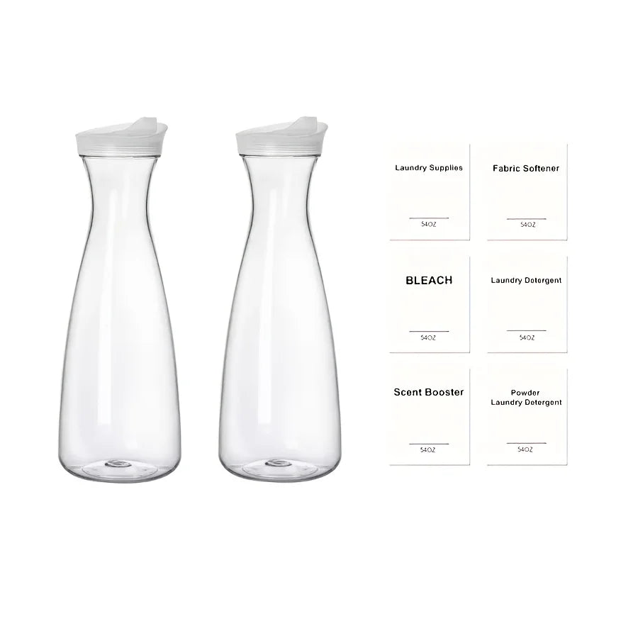 Clear 54oz Laundry Detergent Dispenser Set – PS Plastic Bottles for Soap, Softener, or Boosters