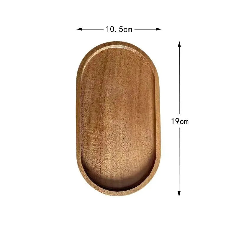 Mori Acacia Wood Decorative Tray – Oval & Rectangular Tabletop Organizer