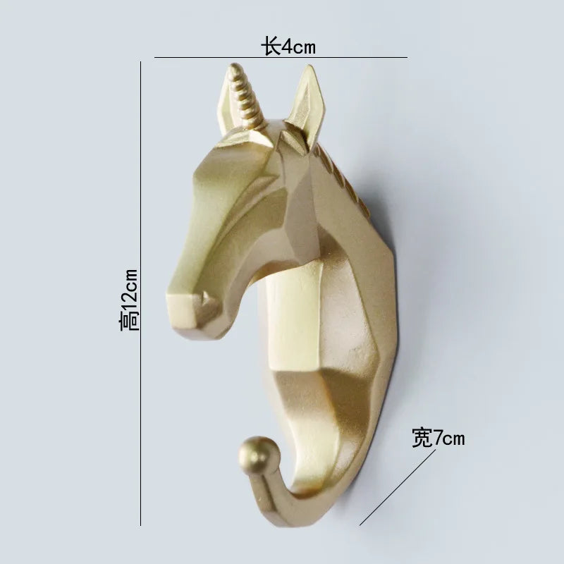 Low-Poly Animal Head Resin Wall Hook – Deer, Elephant, Rhino, or Unicorn Shape for Entryway, Bedroom, or Kids Room