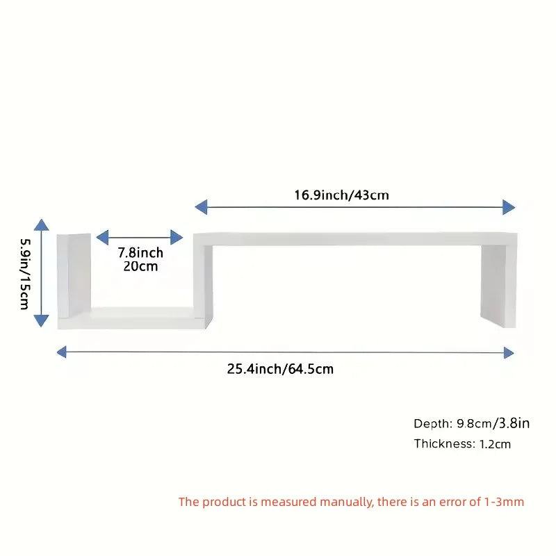 S-Shaped Floating Wall Shelf for Living Room or Office
