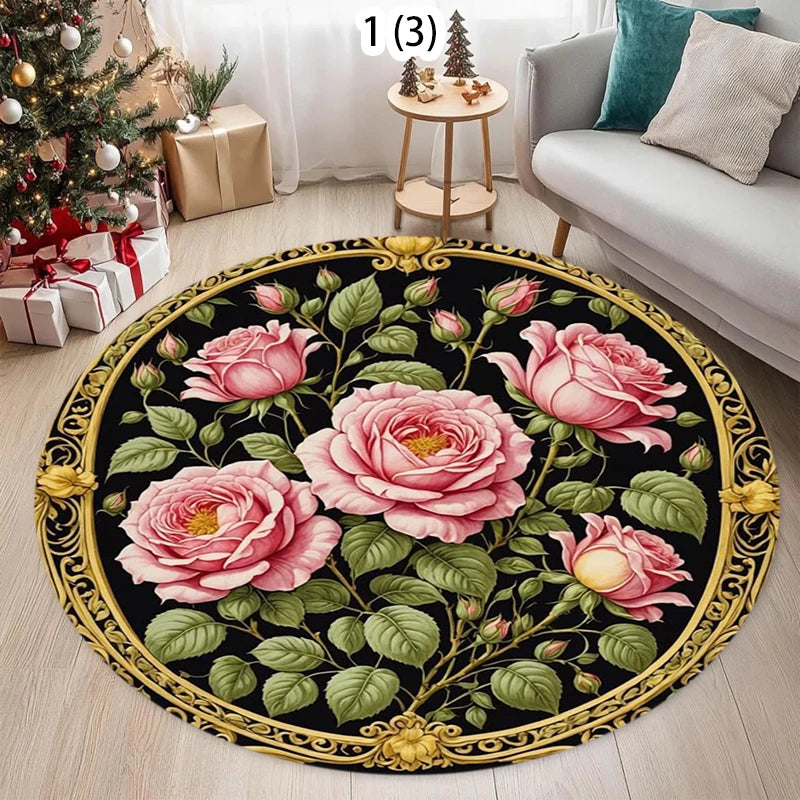 Marais Vintage-Style Round Floral Rug