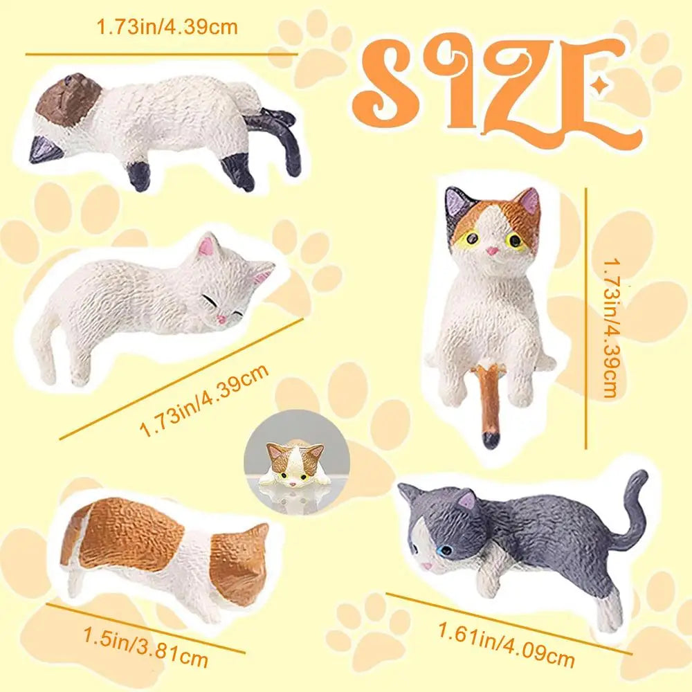 Mini Cat Figurine Set – 5 Resin Cats for Desk, Shelf, or Monitor Decor