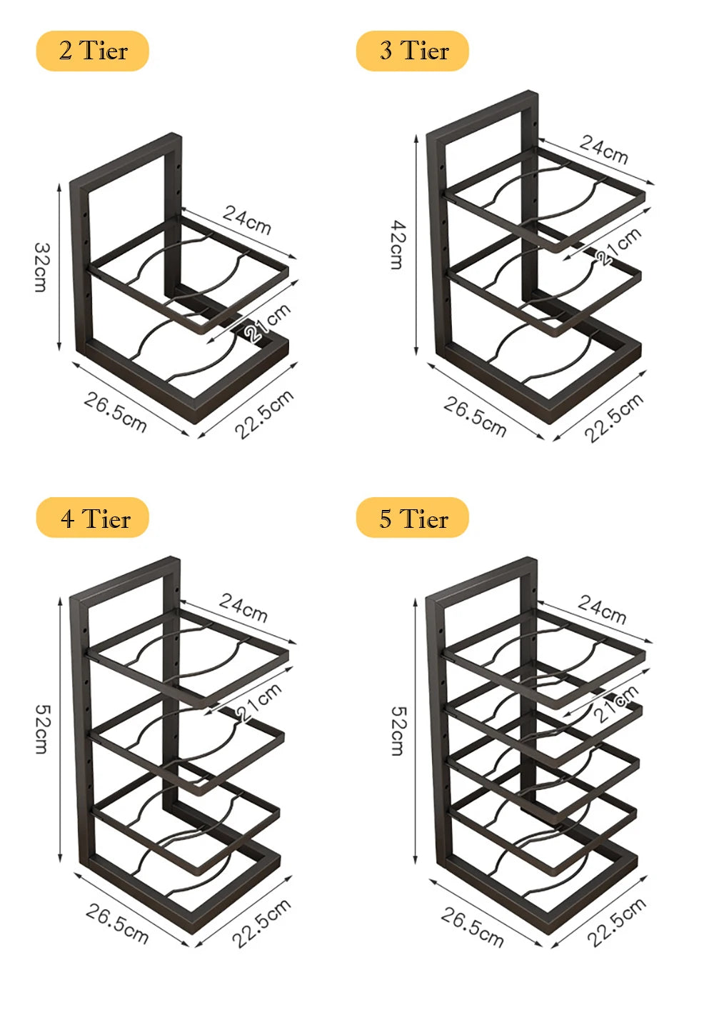 Adjustable Steel Pot and Pan Rack for Cabinets or Countertops