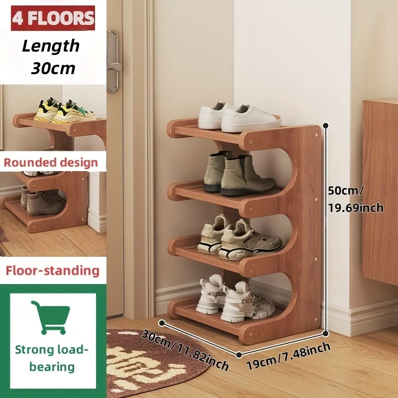 Bamboo-Style Multi-Tier Shoe Rack for Entryway & Bedroom