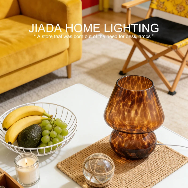 coffee tortoise mushroom table lamp on a living room coffee table