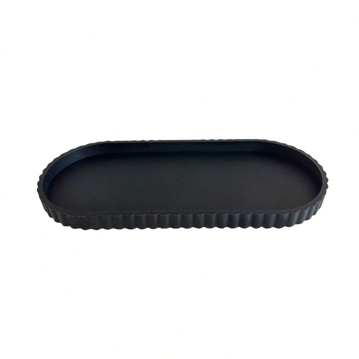 Scalloped Edge Silicone Vanity Tray for Bathroom & Countertop Organization