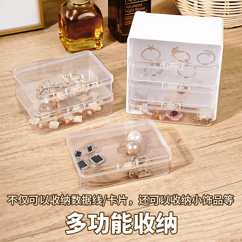 Clear Compartment Cable Organizer Box for Desk and Drawer Storage