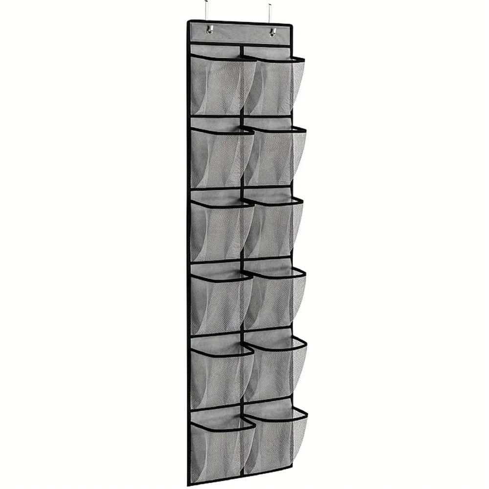 Over-the-Door Mesh Pocket Organizer – 12-Pocket Shoe & Accessory Storage