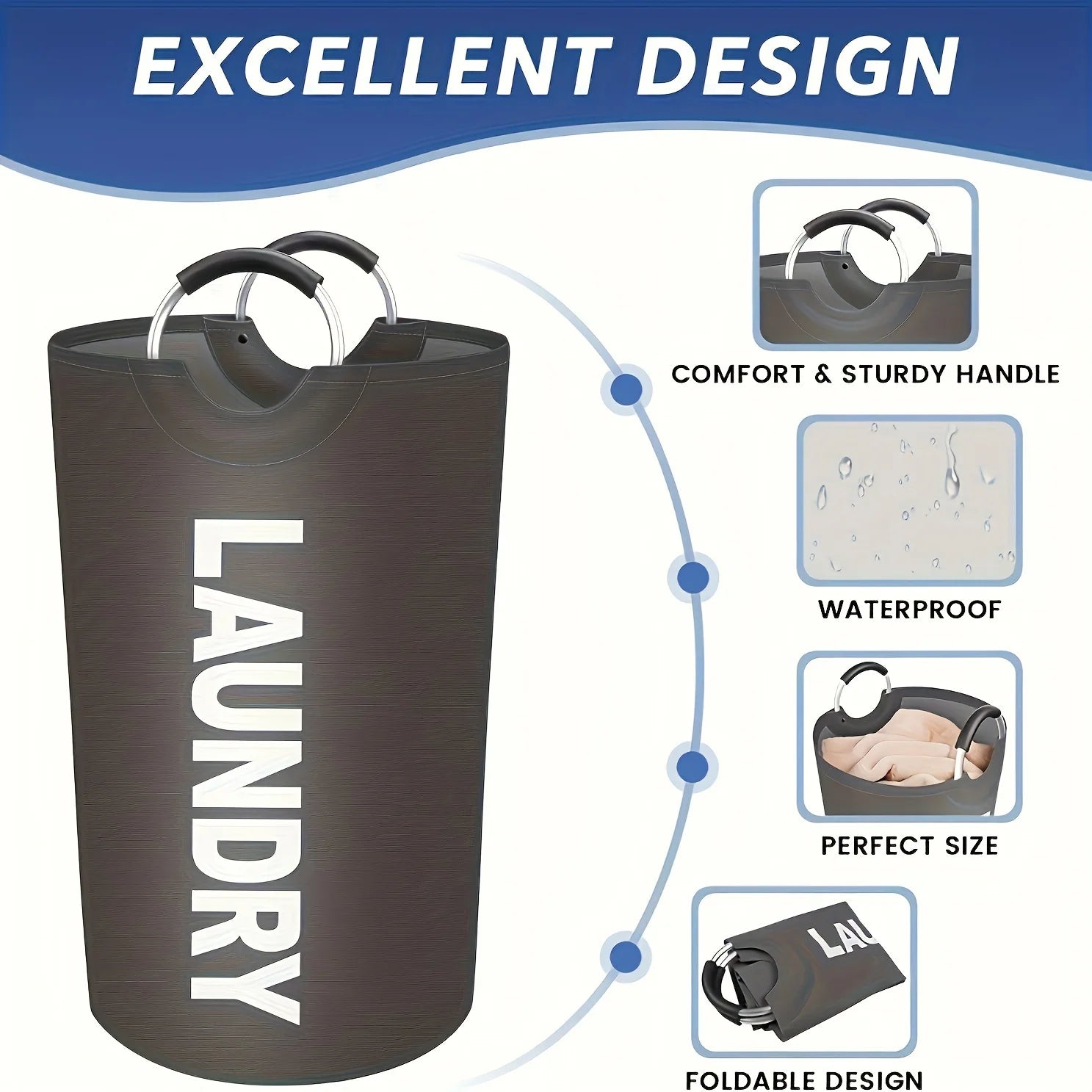 Large Foldable Laundry Hamper with Soft Handles for Home Organization