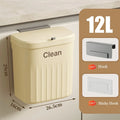 Hanging Kitchen Trash Can with Lid – 8.5L or 12L, Wall or Cabinet Mount