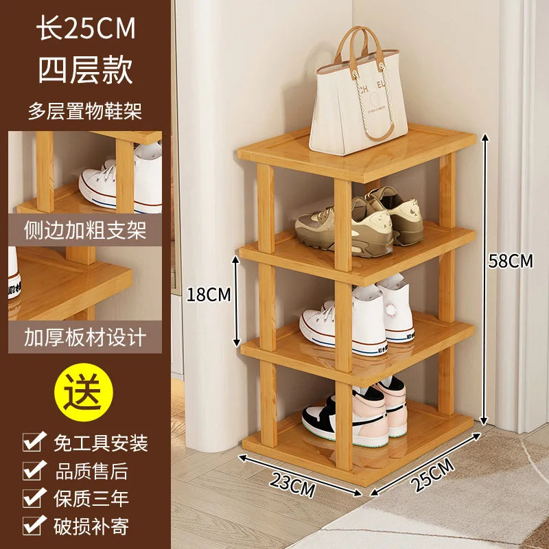 Slim Bamboo Shoe Rack for Entryway, Closet, or Small Space Organization