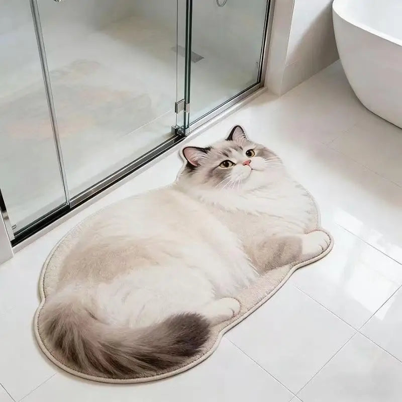 Whisker Cat Silhouette Bath Mat – Diatomite Quick-Dry Floor Mat