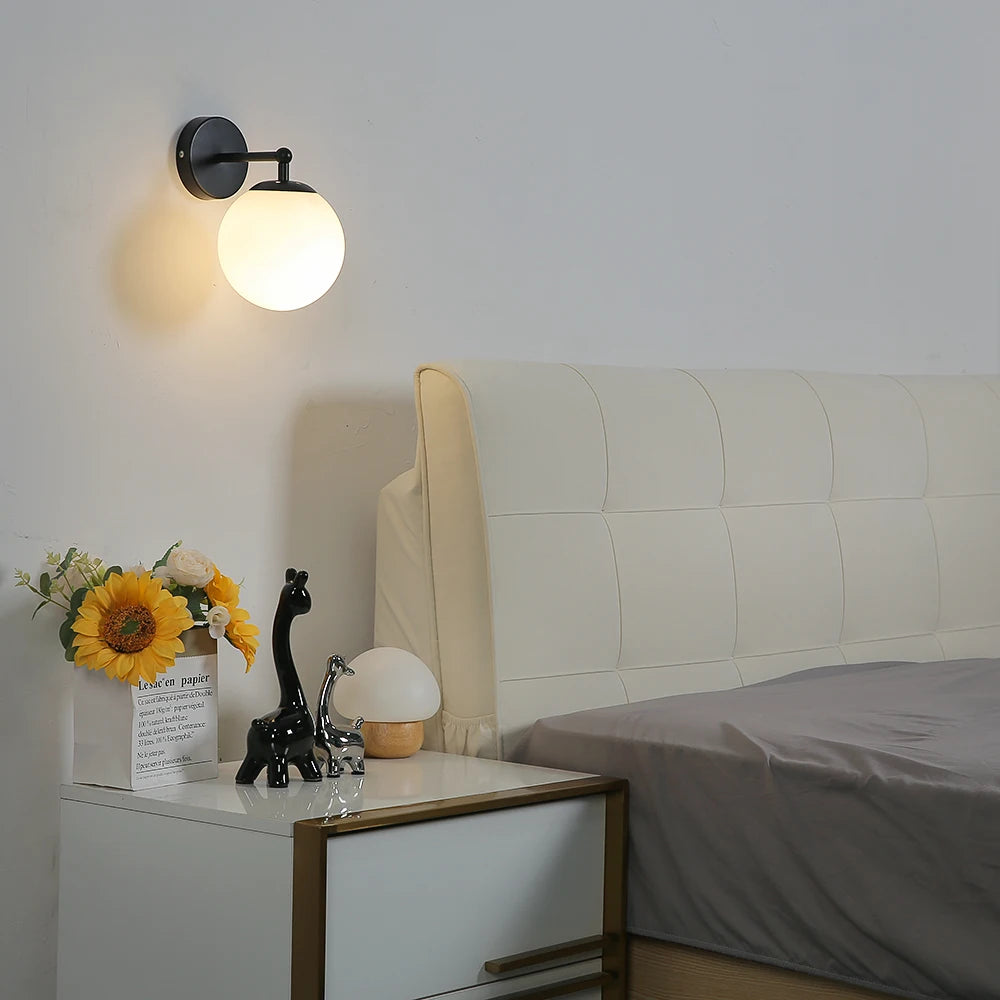 Arden Globe Wall Sconce – Frosted Glass Modern Wall Light