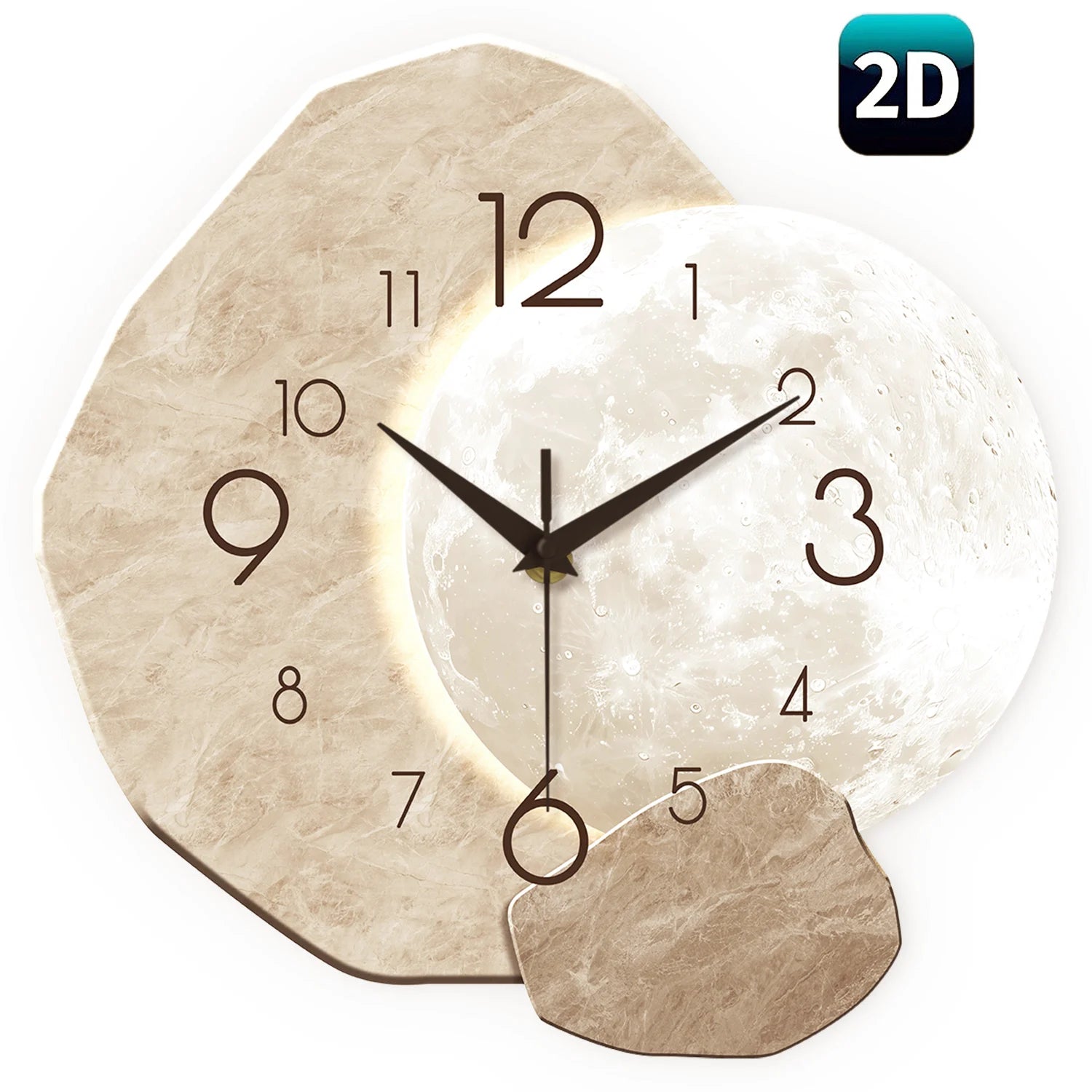 Astrid Moon Geometric Wall Clock – Silent Bamboo Wood