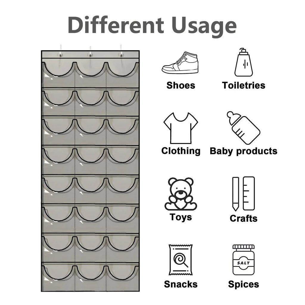 Cap organizer and icons for shoes, toiletries, clothing, toys, and more possible uses