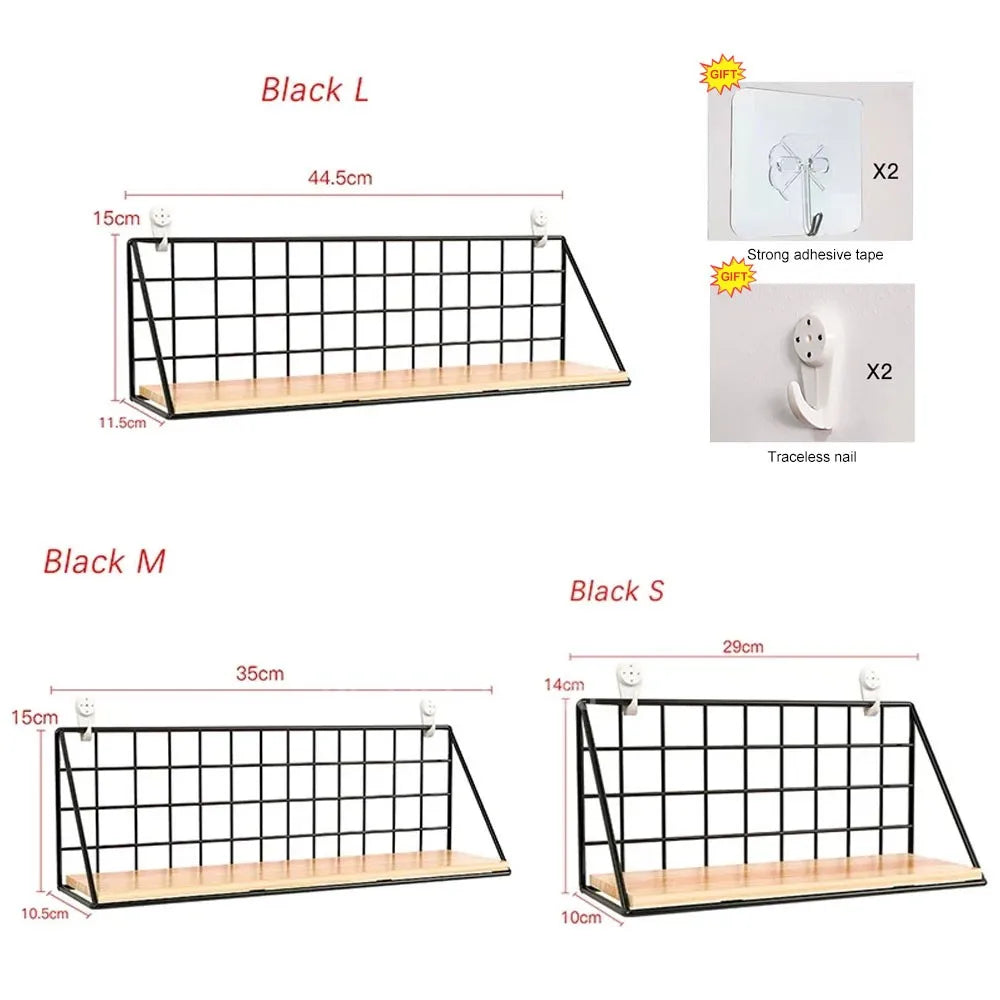 Wall-Mounted Metal and Wood Shelf for Kitchen, Bathroom, or Entryway Organization