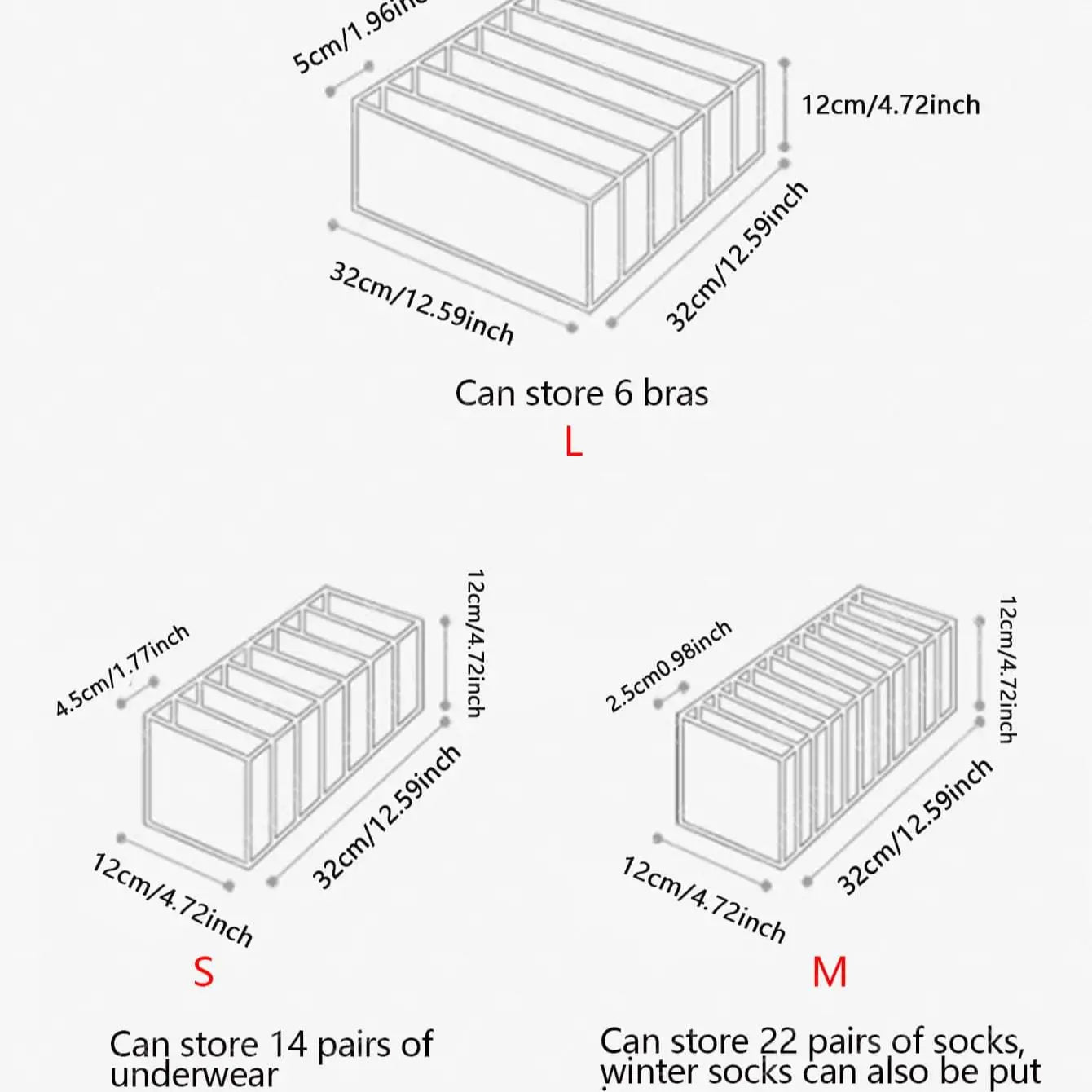 Foldable Drawer Organizer Box for Socks, Underwear, and Bras