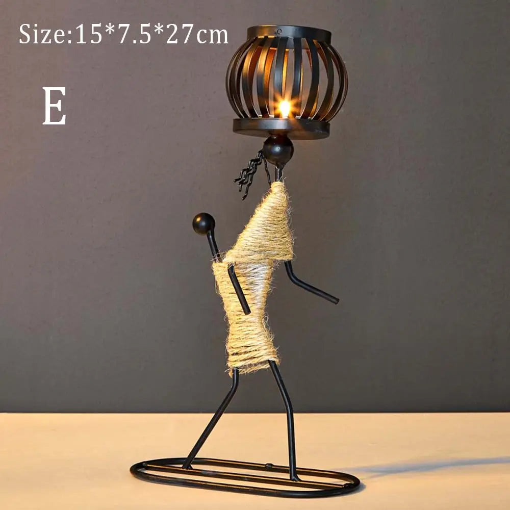 Nadira Abstract Character Metal Candle Holder for Living Room & Tabletop Decor