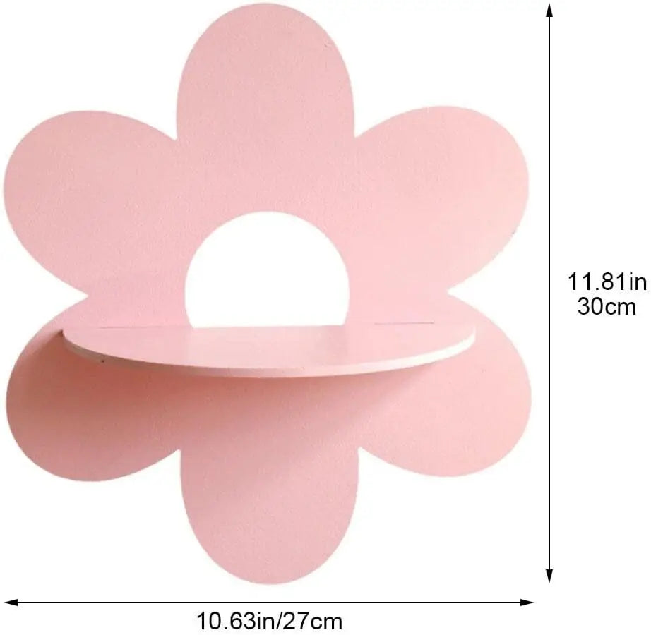 Arden Flower Floating Shelf – Wood Wall Art for Bedroom & Bathroom