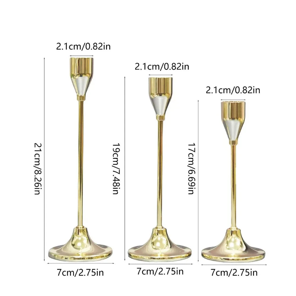 Auden Metal Candle Holder Set – 3-Piece Taper Stand for Living Room or Table