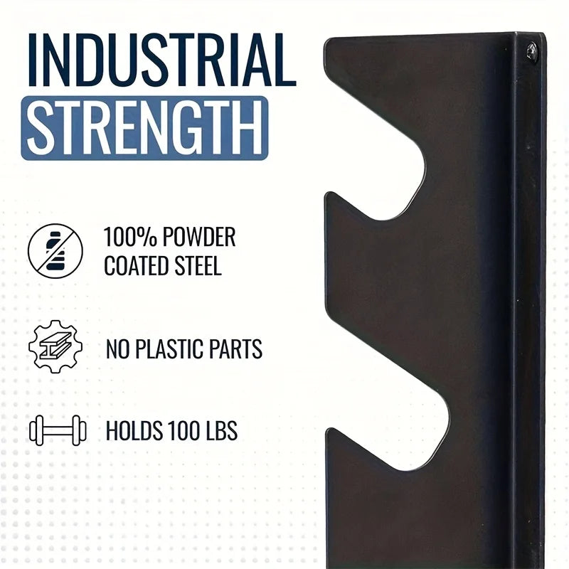 Infographic highlighting powder-coated iron rack and load capacity details
