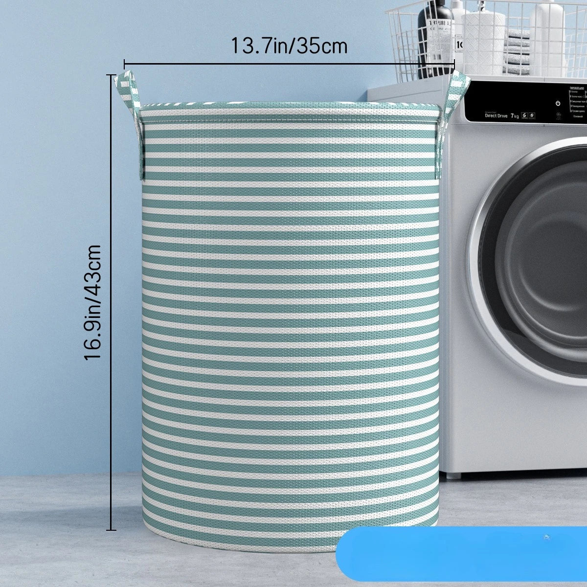 Foldable Striped Laundry Basket with Handles – Multi-Use Storage Bin