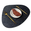 Textured Metallic PU Placemats for Dining Table – Heatproof & Wipeable in Round, Oval & Teardrop Shapes