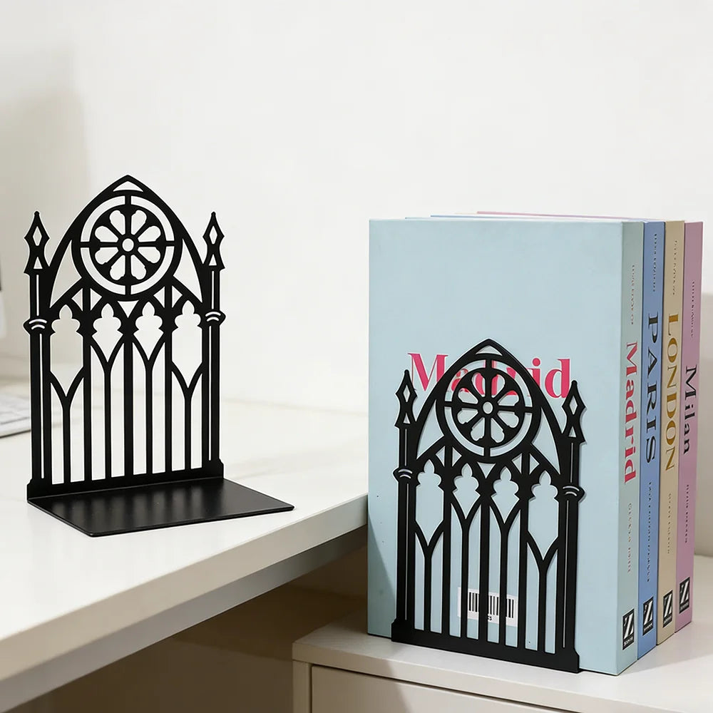 Gothic Gate Metal Bookends for Shelves and Desks