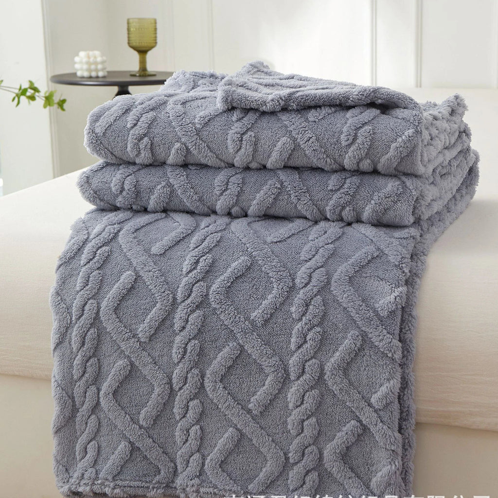 Braided Sherpa Fleece Throw Blanket for Bed or Sofa