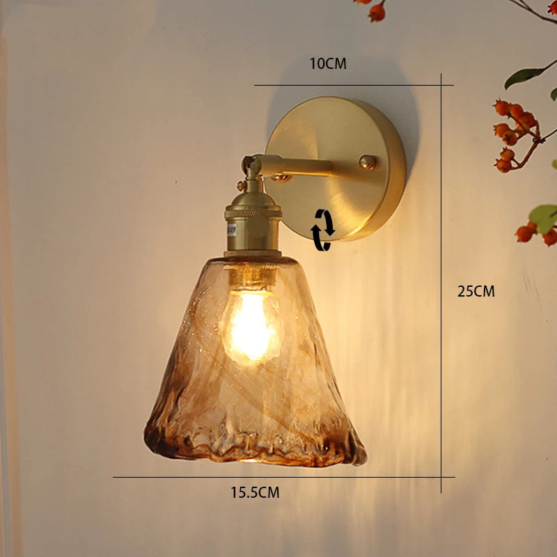 Arden Amber Stained Glass Wall Lamp for Bedroom, Living Room & Cozy Corners
