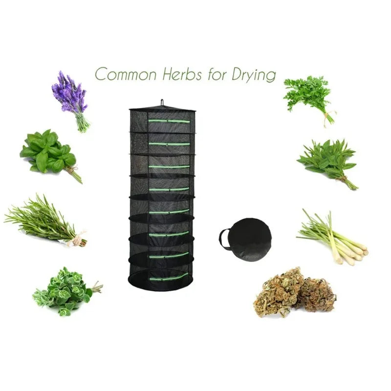 Foldable Hanging Mesh Herb & Vegetable Drying Rack, 2–8 Tier