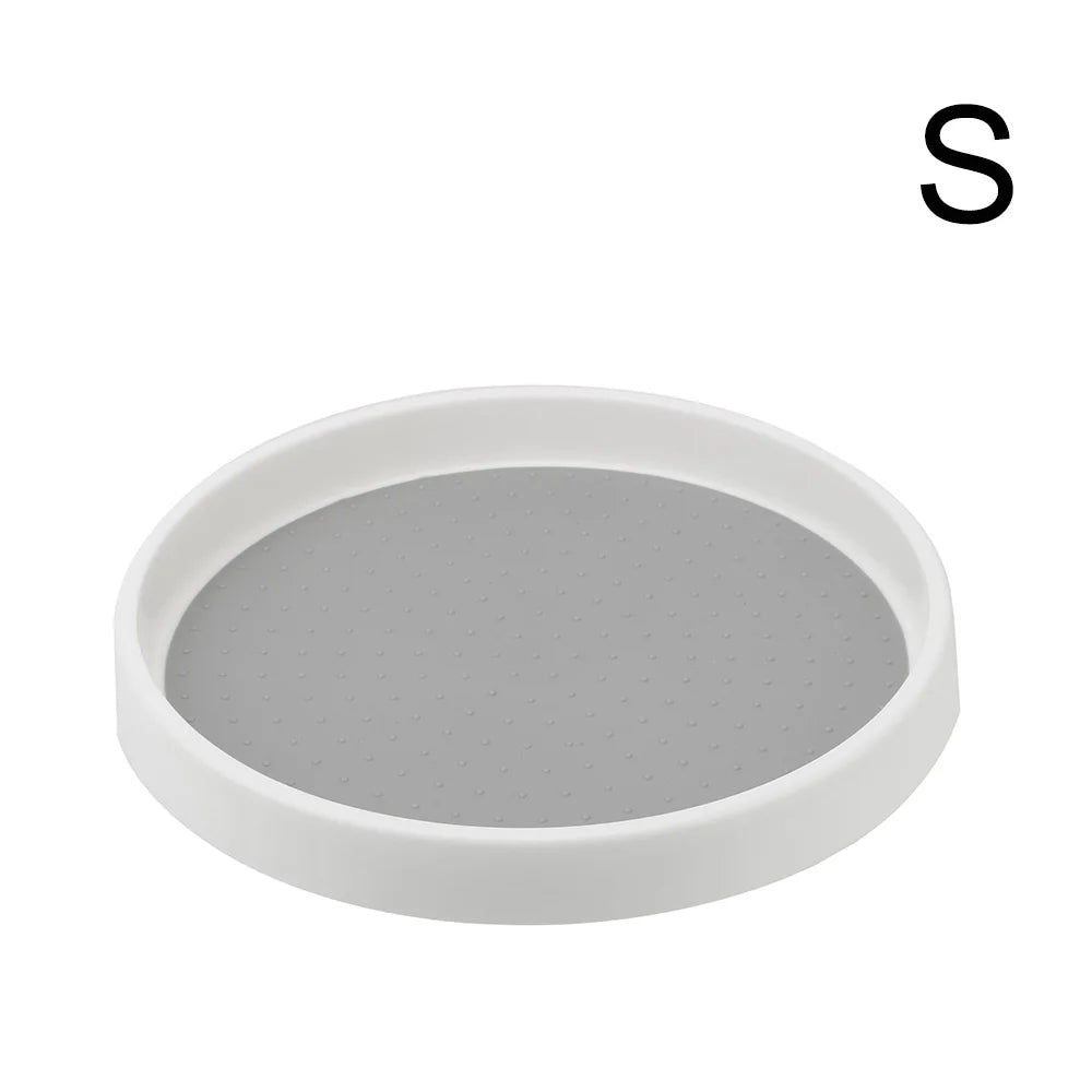 Rotating Pantry Turntable Organizer – White & Gray