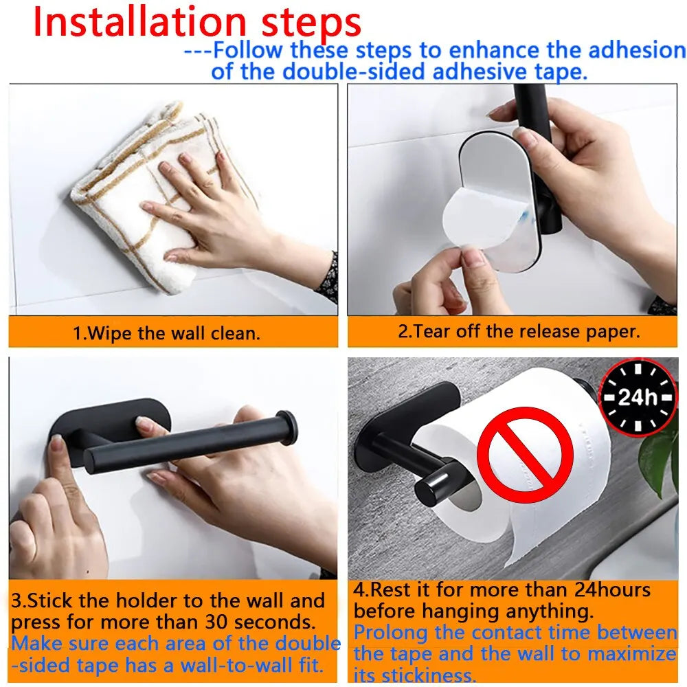 Adhesive Stainless Steel Toilet Paper or Paper Towel Holder for Bathrooms & Kitchens