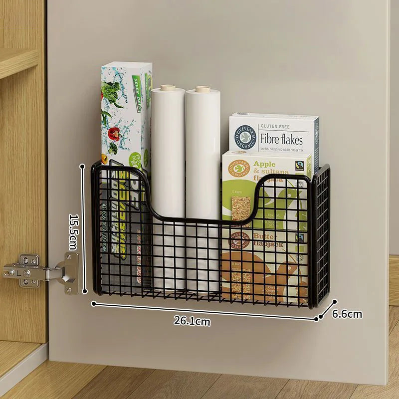 Iron Cabinet Door Storage Basket for Kitchen & Bathroom Organization