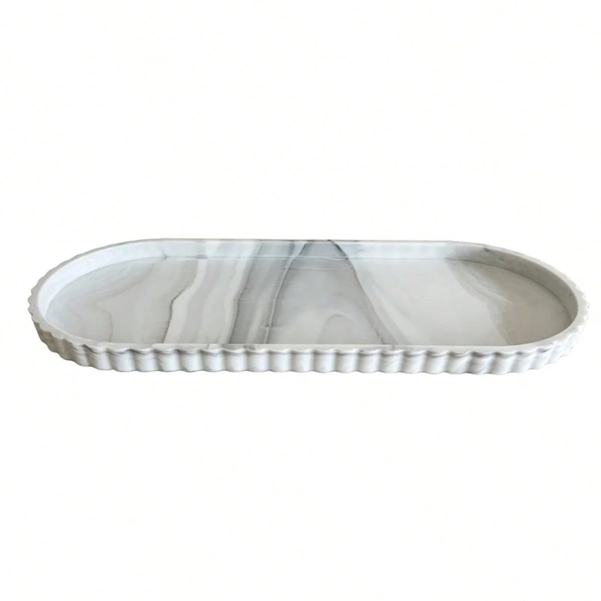 Scalloped Edge Silicone Vanity Tray for Bathroom & Countertop Organization