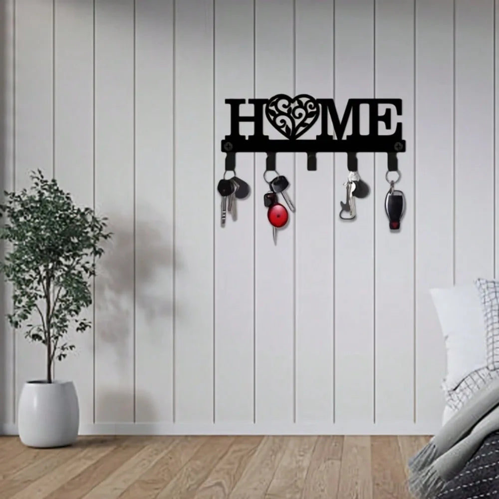 Whimsy Metal Wall Key Rack for Entryway or Kitchen