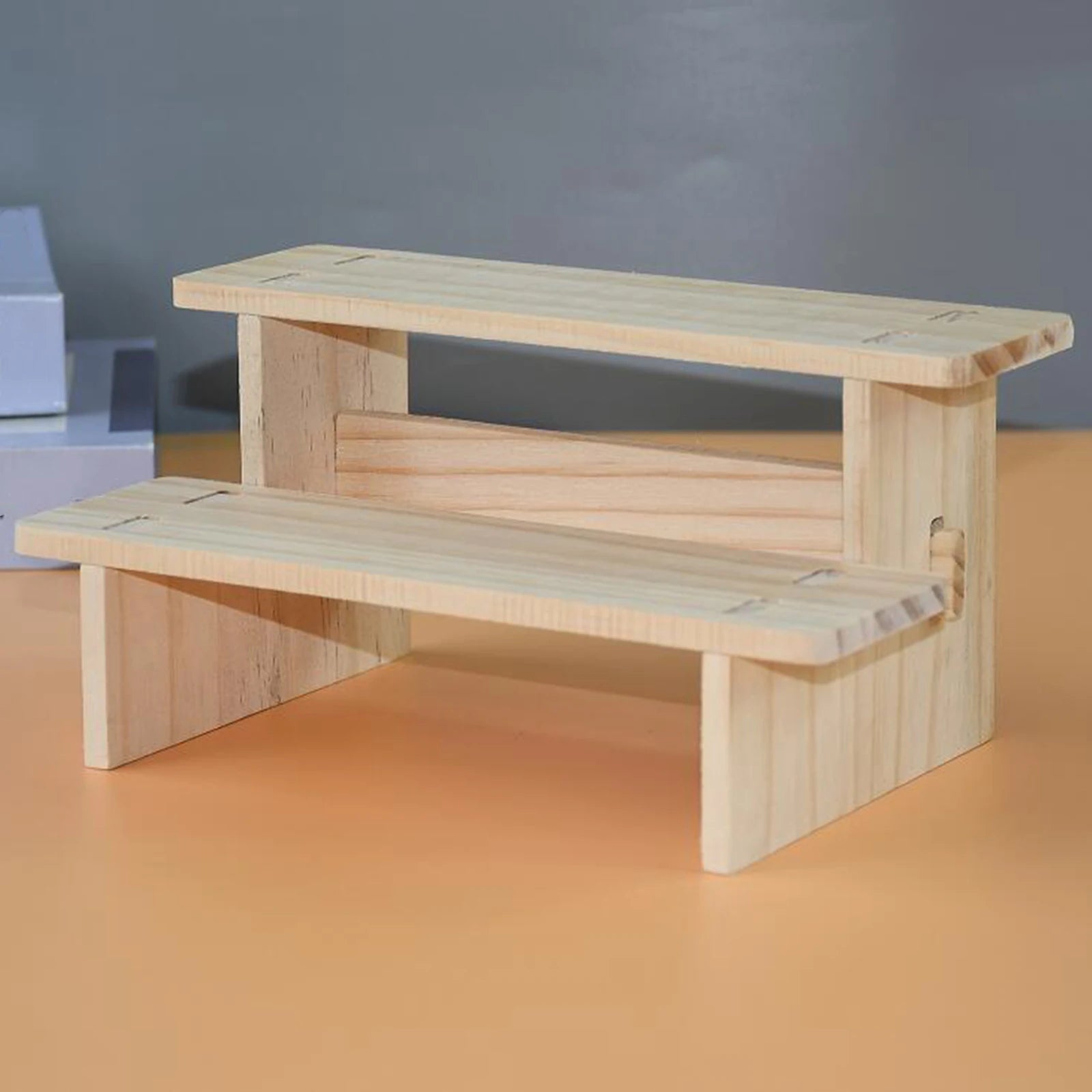 Wooden Tiered Display Riser Shelf for Living Room & Home Organization