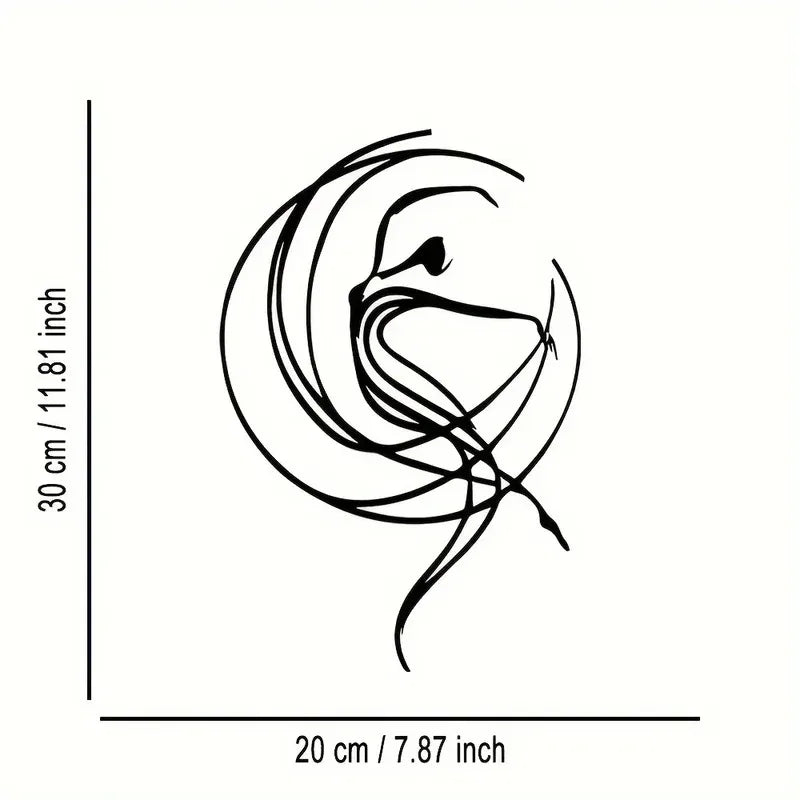 Metal dancer wall art shown with size dimensions: 30 cm by 20 cm