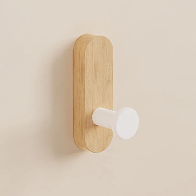 Self-Adhesive Wooden Wall Hook for Entryway, Bath, or Bedroom