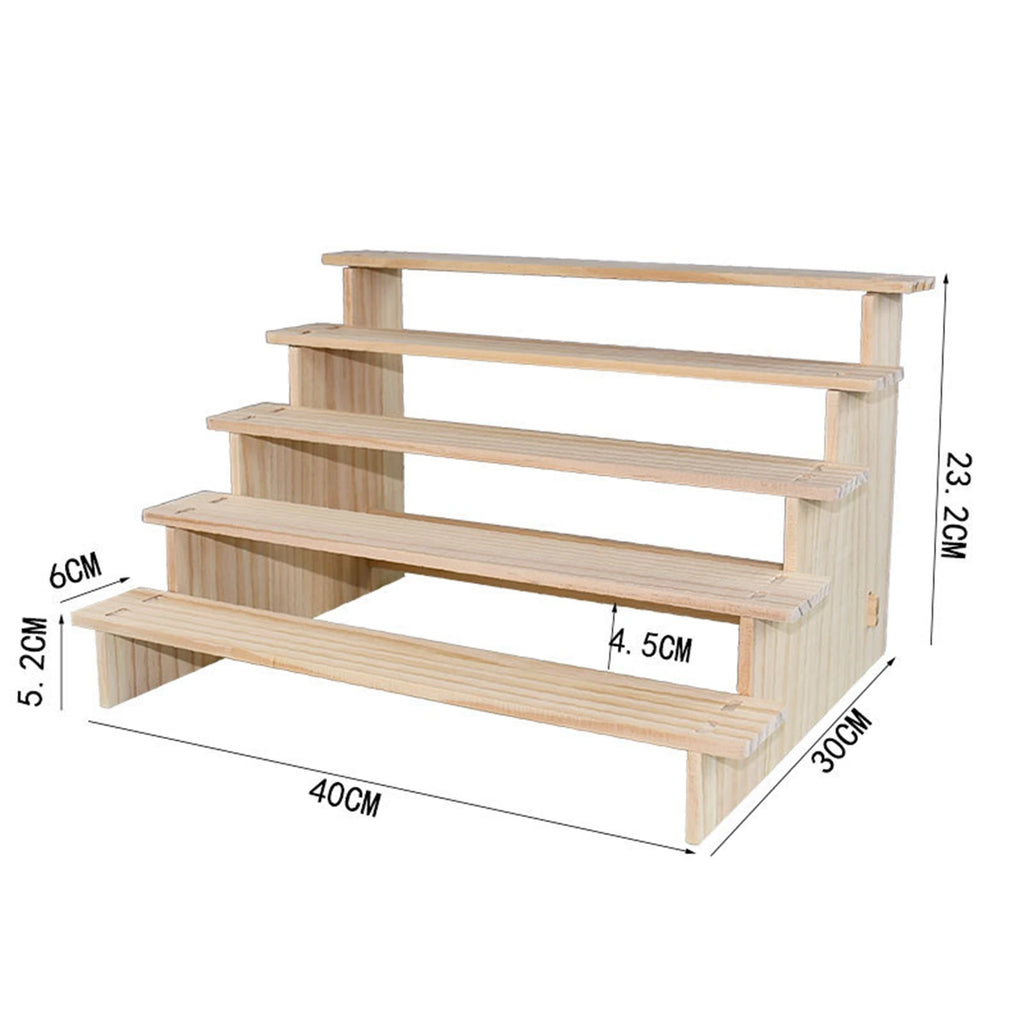 Wooden Tiered Display Riser Shelf for Living Room & Home Organization