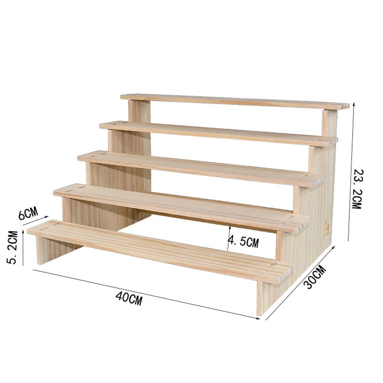 Wooden Tiered Display Riser Shelf for Living Room & Home Organization