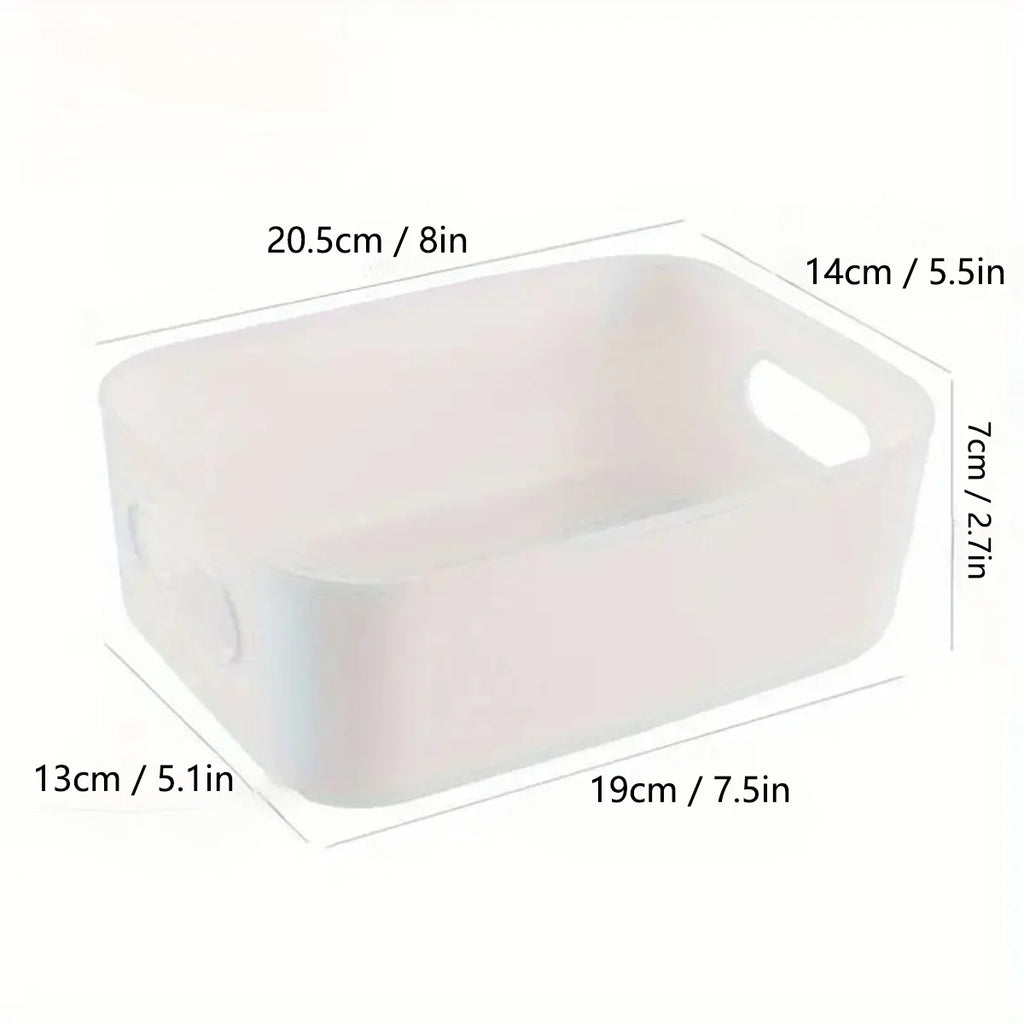 Dimensions of the plastic storage bin shown: 20.5cm x 14cm x 7cm (8in x 5.5in x 2.7in)
