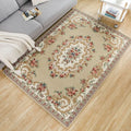 Linden Floral Non-Slip Area Rug – Traditional Rectangular Carpet