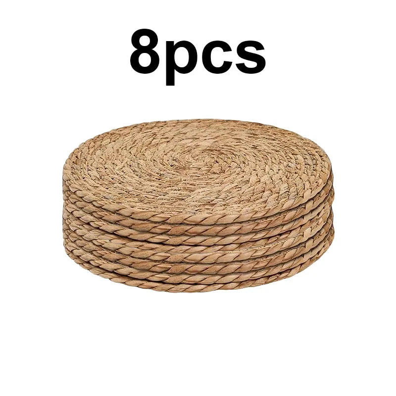 Arden Round Woven Water Hyacinth Placemats – 12" Set