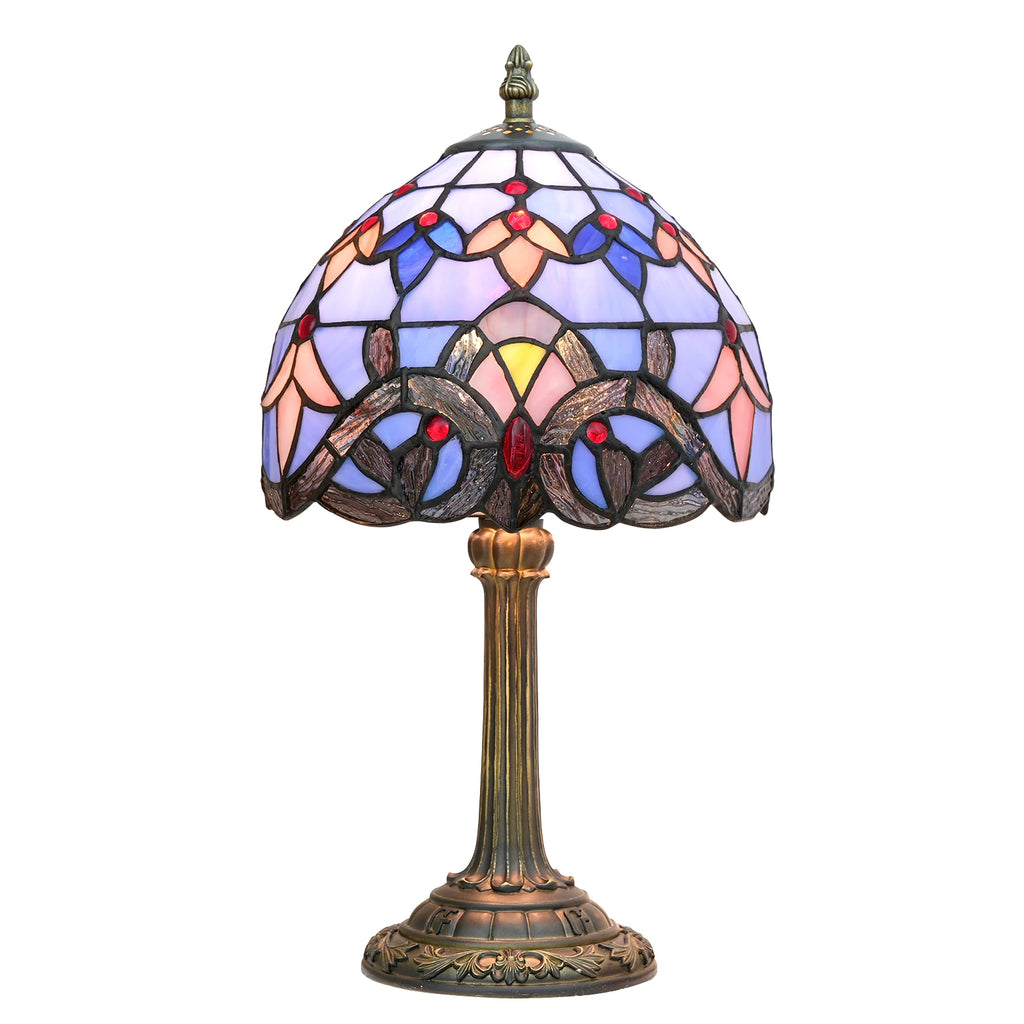 Eliot Stained Glass Table Lamp with Baroque Pattern Shade