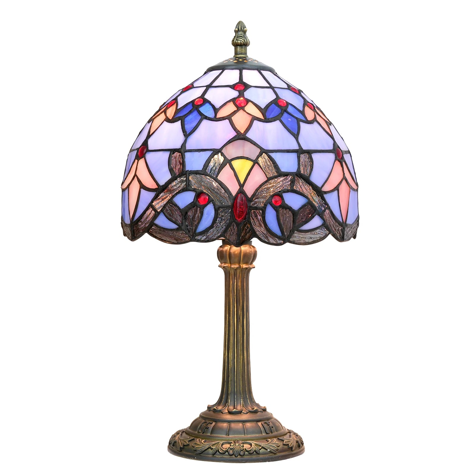 Eliot Stained Glass Table Lamp with Baroque Pattern Shade