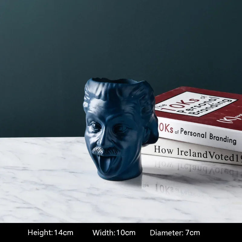Arden Sculptural Head Vase in Bold Colors – Resin Desktop Flowerpot for Living Room or Office