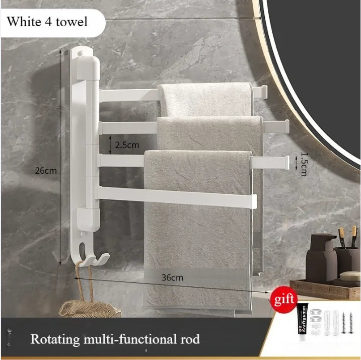 Rotating Stainless Steel Wall-Mounted Towel Rack for Bathroom or Kitchen
